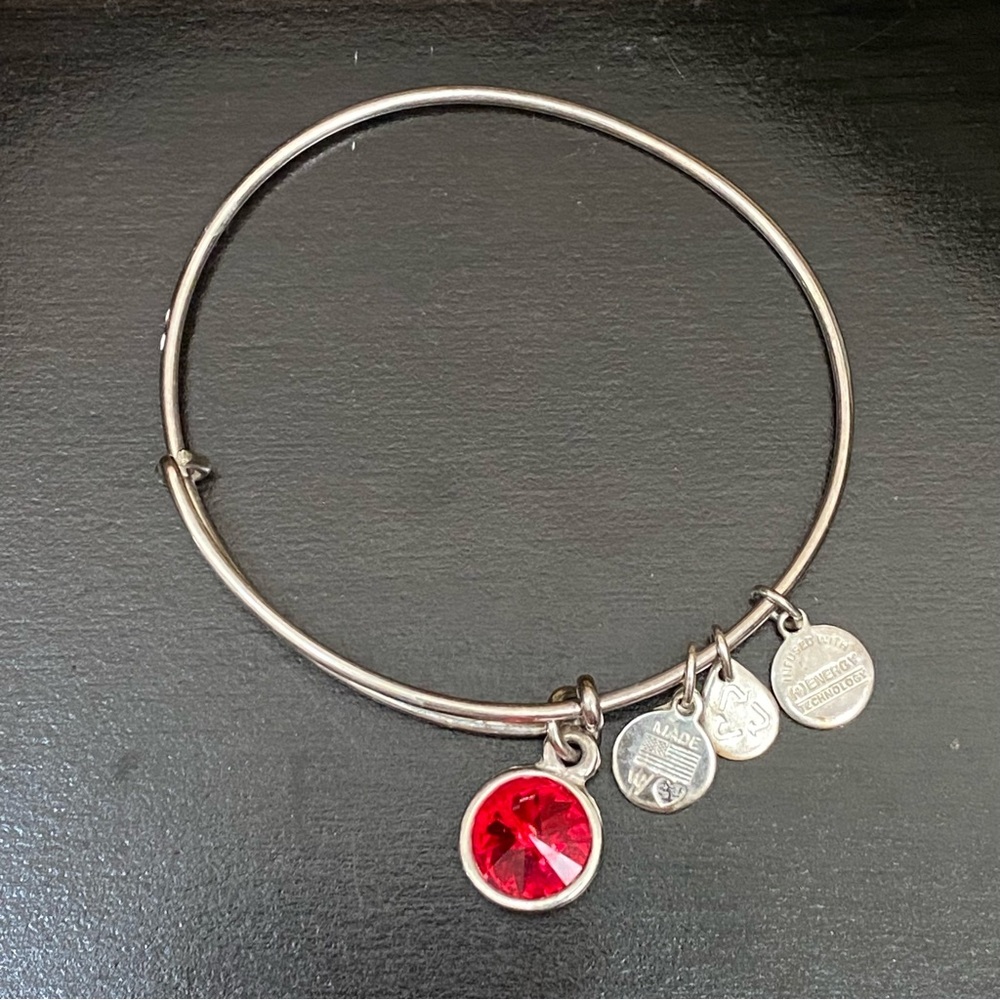 ALEX and ANI July Birthstone Ruby Red Charm Bangle Bracelet